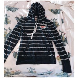 Deep baby blue and white striped hoodie